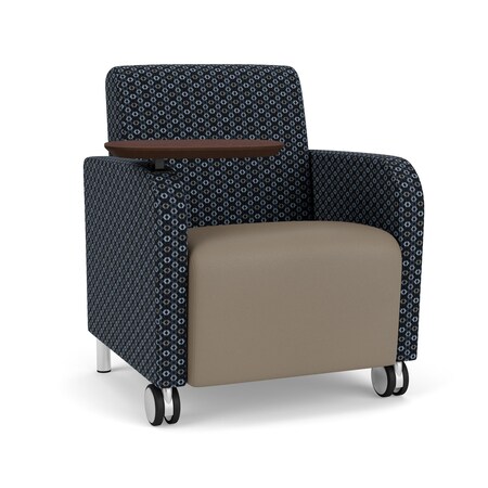 Lesro Siena Guest Chair w/ SwivelTablet, Brshd Steel Legs, RS NightSky Back, MD Farro Seat, RS NightSky Panels SN1101